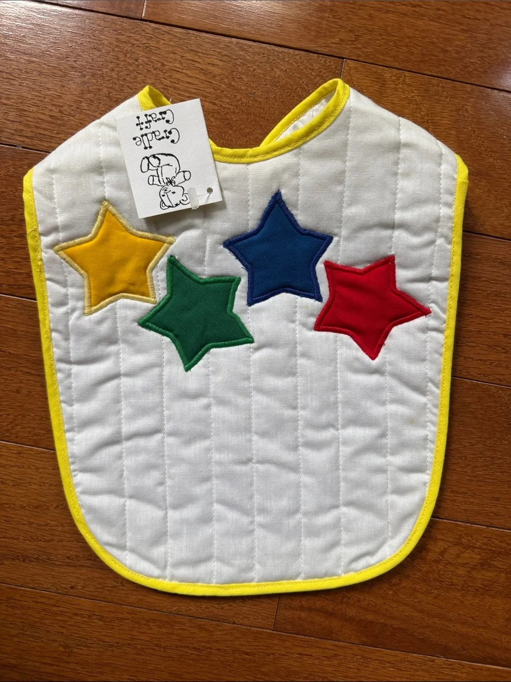 White Baby Sleep Gown and Bib Set with Colorful Stars